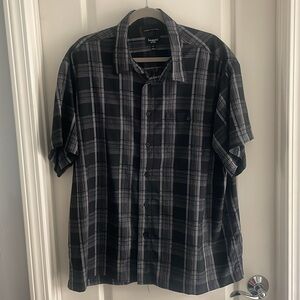Black and Gray Short-Sleeved Button Down
